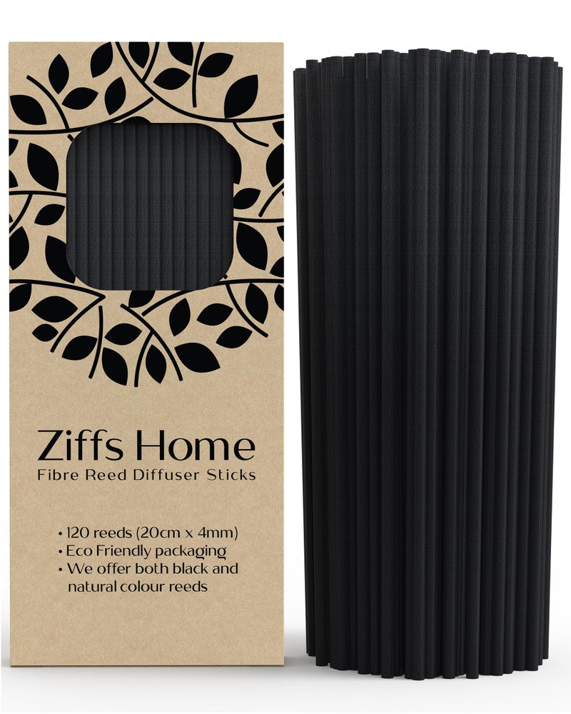 Ziffs HomeÂ® 120pcs Black Fibre Reed Diffuser Sticks - 20cm/7.87in x 4mm/0.16in - Thick Reeds Sticks - Fibre Reeds for Diffusers - Image 1